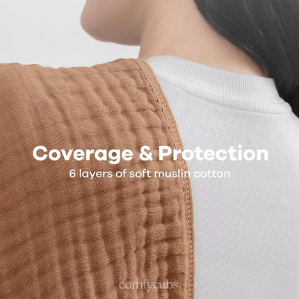 Comfy Cubs Muslin Burp Cloths 20" x 10", Pack of 10 - Large, 6-Layer, Ultra Absorbent 100% Cotton for Baby Drool and Messes - Soft, Safe & Gentle Baby Burp Cloths for Boys & Girls - Multi