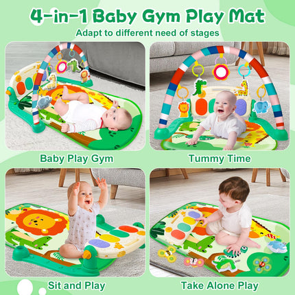 Baby Gyms Play Mats, Tummy Time Mat Toys, Infant Play Mat and Activity Gym, Baby Activity Mat Toys,Baby Play Piano Gym Mat, Play Mats for Babies Newborns and Toddlers 0-3-6-12 Months