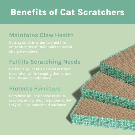 XL 3-Pack Cat Scratcher Pads – Durable Corrugated Cardboard Scratch Pads – Double-Sided for Longer Use, Cat Claw Maintenance & Furniture Protection, Cat Scratching - 10" x 18"