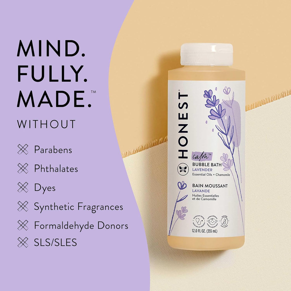 Foaming Bubble Bath & Baby Wash, Tear-Free, Hypoallergenic, Natural Formula, Lavender Calm Scent, 12 fl - photo 5