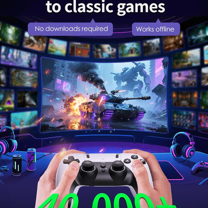 2026 Upgraded Retro Gaming Console Stick Pro, Video Games Stick with 4K HDMI Built-in 23 Emulators Console, 40000+ Game System, Plug and Play TV Game Stick with 2 Wireless Controllers Natural White
