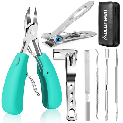 Toenail Clippers for Seniors Thick Toenails, Heavy Duty Toe Nail Clippers Adult Thick Nails Long Handle, Large Toenail Clippers for Thick Nails 7Pcs