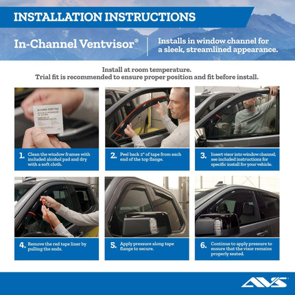 AVS] In-Channel Rain Guards For 2016 - 2023 Toyota Tacoma DOUBLE/EXT CAB ONLY | Window Vent Visors, 4 pcs. - Smoke | 194768