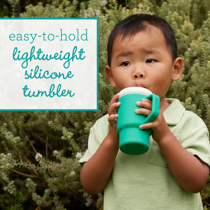Infantino My 1st Tumbler, 9 Oz. Silicone Sippy Cup with Straw & Handle, Spill-Resistant Baby Cup for On-the-Go, BPA-Free Transition Bottle, Alpine