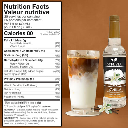 Coffee Syrup, Vanilla Flavored Syrup for Drinks, Lattes, and Desserts – 25.4 fl oz