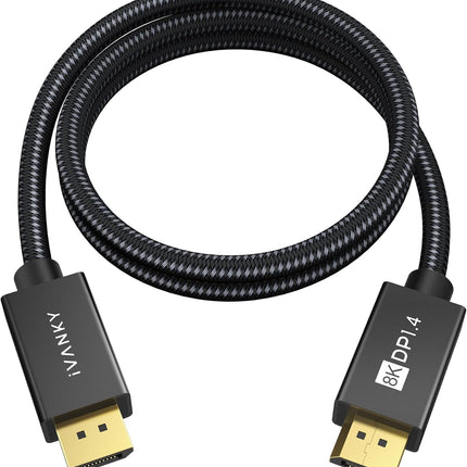 IVANKY 8K DisplayPort 1.4 Cable 3ft, VESA Certified DP to DP Cord 3.3ft, [8K@60Hz, 4K@144Hz, 1080P@240Hz], Support HBR3, 32.4Gbps, HDCP 2.2,HDR,Compatible for Gaming Monitor,TV,PC,Laptop,3090 Graphics