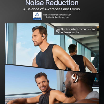 SHOKZ OpenFit Pro Open-Ear True Wireless Earbuds with Open-Ear Noise Reduction, Optimised for Dolby Atmos, Deep Bass, 50H Playtime, AI-Powered Clear Calls for Work, Sport, Bluetooth 6.1, IP55, Black