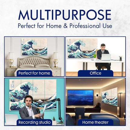 PINWELIFE® Wall Art Acoustic Panels, Sound Proof Absorbing Panels for Home/Office, Decorative Absorbing Dampening, Noise and Echo Cancelling (48"x32", Ukiyo-e_The Great Wave)