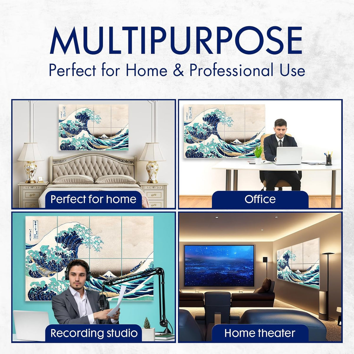 Wall Art Acoustic Panels, Sound Proof Absorbing Panels for Home/Office, Decorative Absorbing Dampening - photo 5