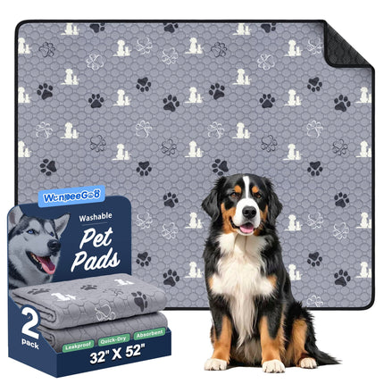 Washable Pee Pads for Dogs, Waterproof, 18 x 24 in, 4 Pack, Gray