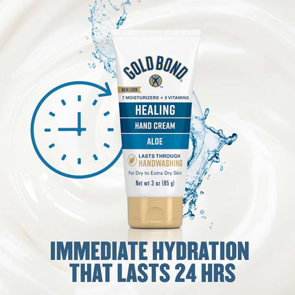 Gold Bond Healing Hand Cream, 3 oz., Gold Bond Hand Cream With Aloe, Moisture That Lasts Through Handwashing