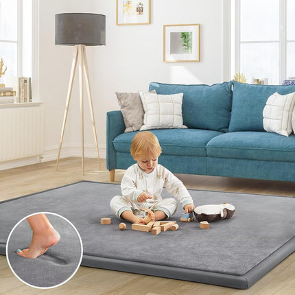 Baby Play Mat for Floor Nursery Rug Muscle Mat Area Rug Playroom Rug 50"x50" Playpen Mat Memory Foam 1.3" Thick Crawling Mat for Babies,Toddlers, Infants, Kids,Grey
