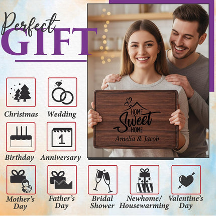Personalized New Home Cutting Board, Engraved First Home Gift, House Warming Gifts New Home, Perfect Housewarming - Gift for Neighbor, Women, Homeowner, Family, Couple, Family, Realtor Closing Gifts
