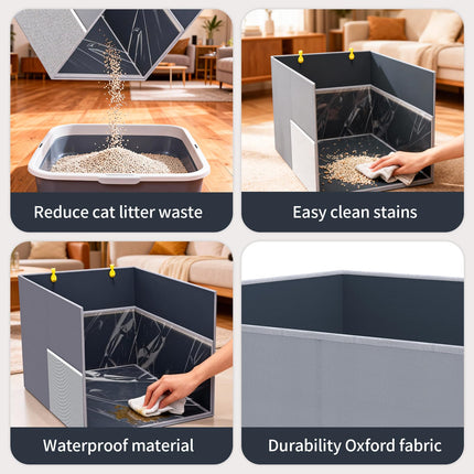 Waterproof Cat Litter Box Enclosure Splash Guard, 27.1"x21.6"x16.5"