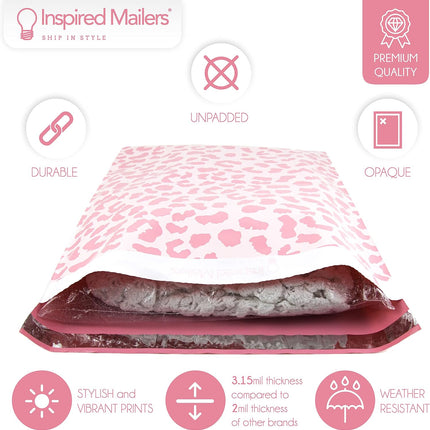 Inspired Mailers - Poly Mailers 16x22-50 Pack - Rose Gold Cheetah - Large Mailing Envelopes - Large Shipping Envelopes - Large Shipping Bags - Big Mailers
