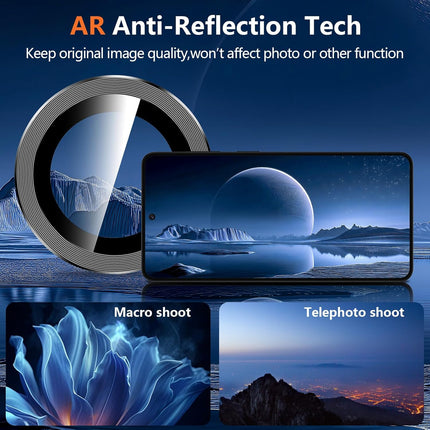 for Samsung Galaxy S26 Camera Lens Protector, Individual Metal Ring Tempered Glass Lens Cover, [Strong Adsorption] Scratch Resistant Ultra-Thin HD Clear Lens Cover, 1 Set-Black