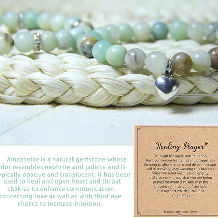 2Pcs Healing Crystal Bracelets for Women Handmade Beaded Bracelet Healing Prayers Crystal 8mm Natural Stone Beads Bracelet Stress Relief Get Well Soon Gifts