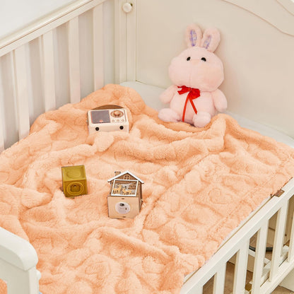 Fleece Baby Blanket Heart Checkered, Ultra Soft Cozy Baby Blankets for Girls Boys, Fluffy Infant Toddler - photo 3
