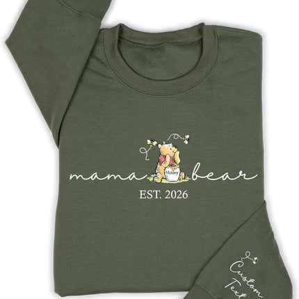 Personalized Mama Sweatshirt with Kid Name on Sleeve Custom Mama Bear Sweatshirt for Women Mothes Days Gifts for Mom for Mom Birthday