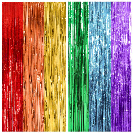 2 Pack Silver Foil Curtain Party Streamers Metallic Tinsel Foil Fringe Photo Booth Backdrop for Birthday Wedding Engagement Baby Shower Bachelorette Christmas Holiday Celebration Party Decorations