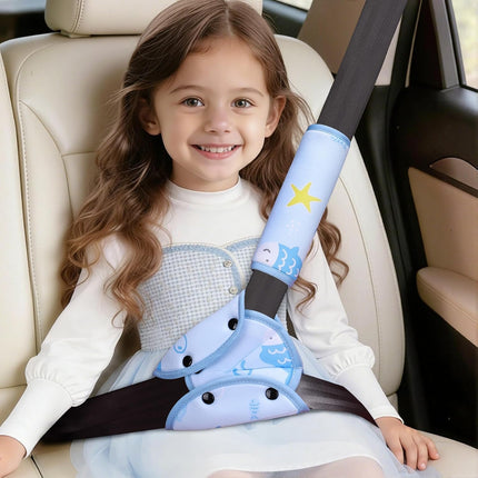 COOLBEBE Kids Seat Straps Cover Pad, Child Shoulder & Belly Comfort Cushion Set, Universal Seat Strap Cover for Booster, Strollers, High Chairs, Blue