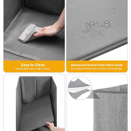 Waterproof Cat Litter Box Enclosure Splash Guard with Removable Mat, Cat Box Enclosure with 2 Hooks for Scoop, Anti-Leakage, Dust Control, Easy to Clean-24.02 x 16.14 x 16.14 inches
