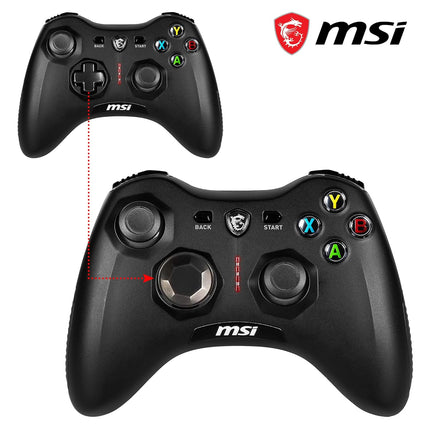 msi Force GC30 V2 Black Wireless Gaming Controller, Dual Vibration Motors, Dual Connection Modes, Interchangable D-Pads, Compatible with PC & Android