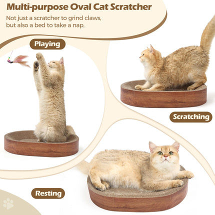 Cat Scratcher Bed, Oval Cardboard Scratching Board for Indoor Cats
