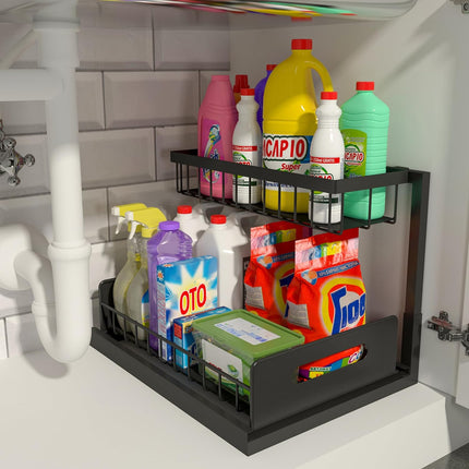 REALINN Under Sink Organizer 2 tier pull out sliding shelf