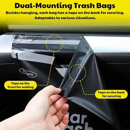 50 Bags Tidyphil Hanging Car Trash Bags Disposable, Leak-proof, Odor Seal. 2 Gallon Car Garbage Bags. Alternative to Car Trash Can, Easy Stick-On Car Garbage Can for Car,SUV, Truck, Vehicle, Stroller.