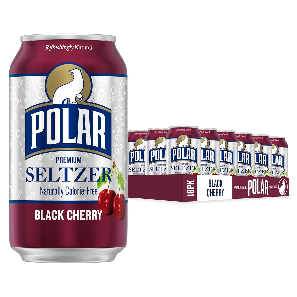 Seltzer Water Black Cherry, 12 fl oz cans, 18 pack