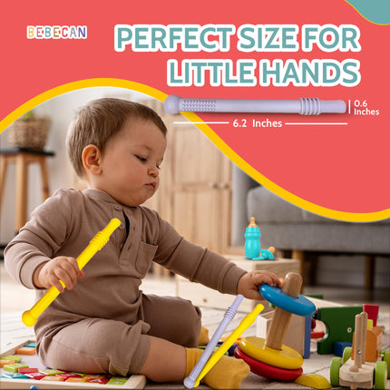 Teething Sticks for Babies 36+ Months – Soft Silicone Teething Aids, Infant Oral Soothing Relief Back Molars, Multicolor 6-Pack