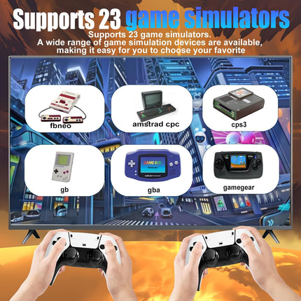 2026New Wireless Retro Game Console 23 Simulators and Over 40,000 Games Plug and Play 4K HD HDMI TV Game 2.4G Wireless Controllers(128G)