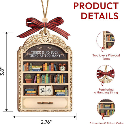 Book Lovers Gifts for Women, Valentines Day Gifts for Teacher, Librarian, Reader, Bookworm, Book Ornament Faux Stained Glass Window Hanging, Bookish Gifts Stocking Stuffer Decor (Bookshelf)