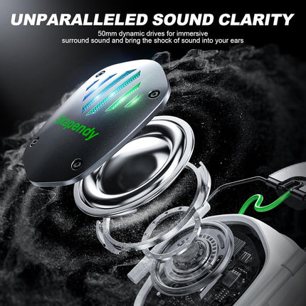Wireless Gaming Headset for PC, PS5, PS4, Switch, Mac, Mobile Phone, USB&Type-C 2.4GHz Gaming Headphones with ENC Noise Cancelling Mic, 50mm Drivers, 3D Surround Sound, Cool RGB Light, 50H GameTime