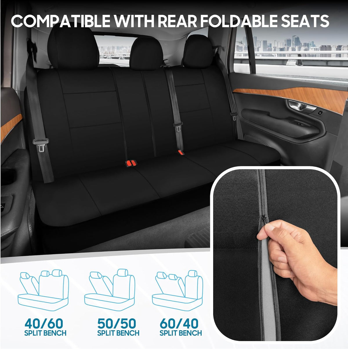 Full Set Car Seat Covers in Solid Black - photo 4
