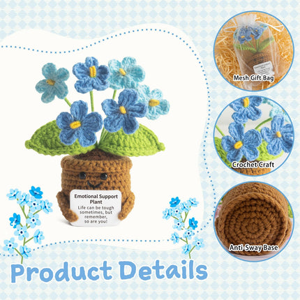 Handmade Positive Flower Crochet - Life is Tough But So are You - Inspirational Gift for Women - Thank You, Appreciation, Birthday Gift for Teacher, Mom, Friend, Coworker - Knitted Decor