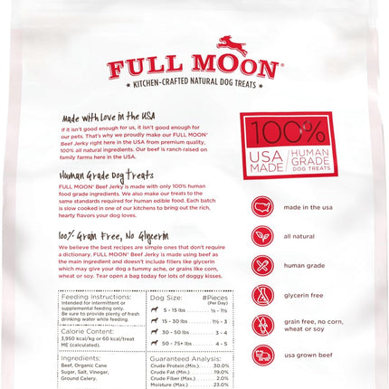 Full Moon Beef Jerky Healthy All Natural Dog Treats Human Grade Made in USA Grain Free 11 oz