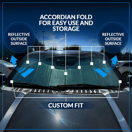 Front Car Windshield Sun Shade Compatible with 2007-2011 Toyota Camry | Custom Fit Visor Accordion Fold Style Sun Protector | Silver & Grey 1-pc Set | SS-317