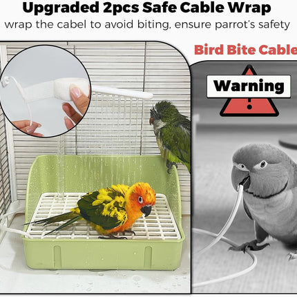 Automatic Parakeet Bird Bath with Pump, Large Bird Shower Fountain Indoor Bathtub with Running Water, Parrot Bath Tub Faucet for Pet Birds, African Grey, Cockatiel, Conure, Budgie, Lovebird