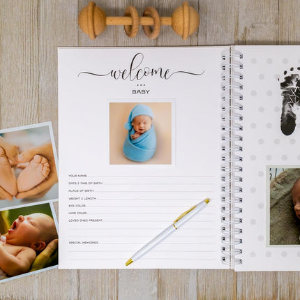 Personalized Baby Memory Book - Hardcover First Year Album Customized with Baby’s Name - Prompted Baby Journal (Baby Highland Cow)