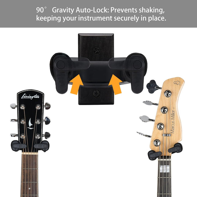 Guitar Wall Mount Hanger, Auto Lock and Adjustable Hook Holder
