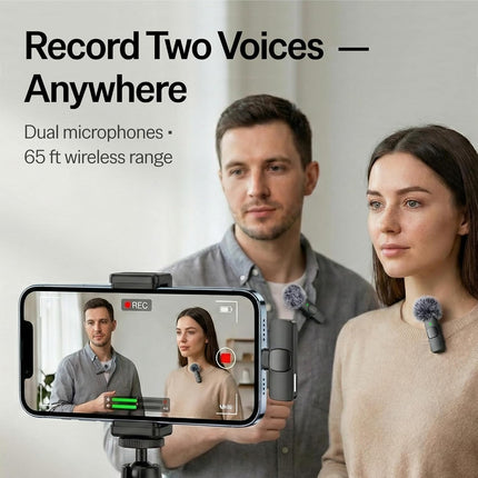 Mini Mic Pro (Latest Model) - Wireless Mini Microphone for iPhone, iPad, Android - 2 Pack Lavalier Microphone for Video Recording - iPhone Mic Crystal Clear Recording with USB-C for Content Creators