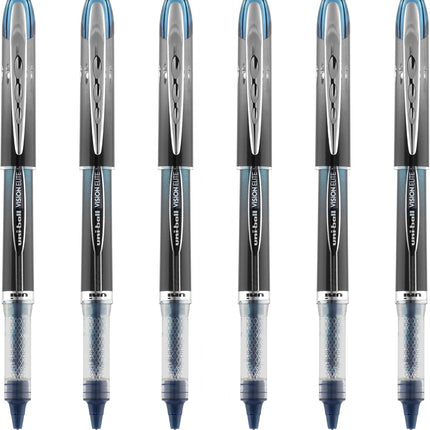 uniball Vision Elite Rollerball Pen, Micro Point (0.5mm), Blue BLX Ink, 6 Pens