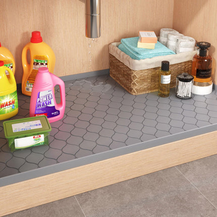 Waterproof Under Sink Mat 34" x 22", Silicone Mat, Dark Gray