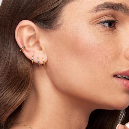 Small Hoop Earrings for Women Men Girls 14k Real Gold Plated Thin Gold Huggie Hoops Set for Cartilage Helix Hypoallergenic Surgical Stainless Steel 6/8/10/12mm