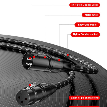 XLR Cables 3ft 2 Pack,Short Microphone Cable OFC Noise Reduction
