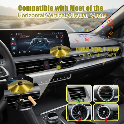 Car Crash Cymbal Air Vent - 2026 Upgrade Mini Car Symbol Drum for Dash, Dashboard Cymbal for Car, Fun for Every Drive, Fits Most Vehicles
