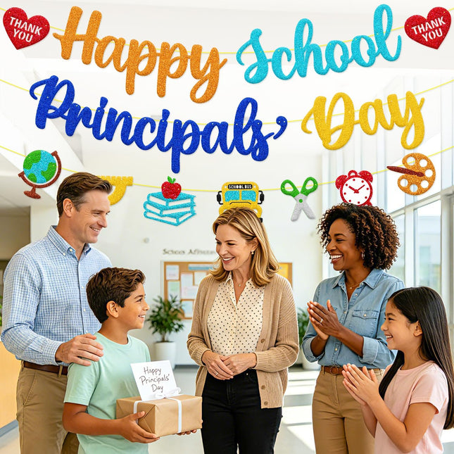 Happy School Principals' Day Banner, Principal Appreciation Decorations