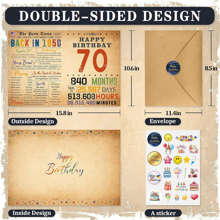 70th Birthday Card Gifts for Women Men Man, 70th Birthday Decorations for Mom Dad, 70 Year Old Birthday Gift for Grandpa Grandma, Back In 1956